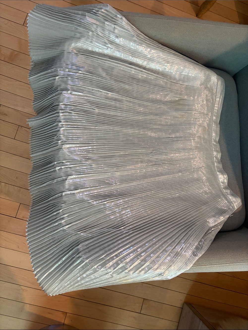 Talbots Iridescent Pleated A-Line Skirt in Shimmering Silver Pleats Please twin